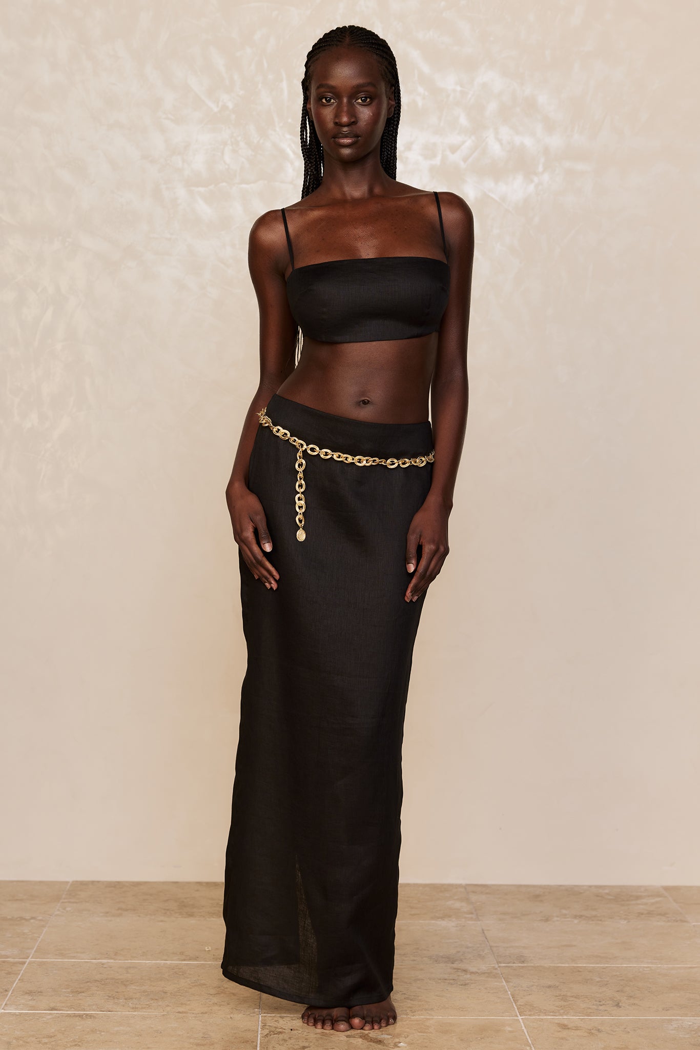 Fontelina Linen Skirt - Black Linen - Image 3