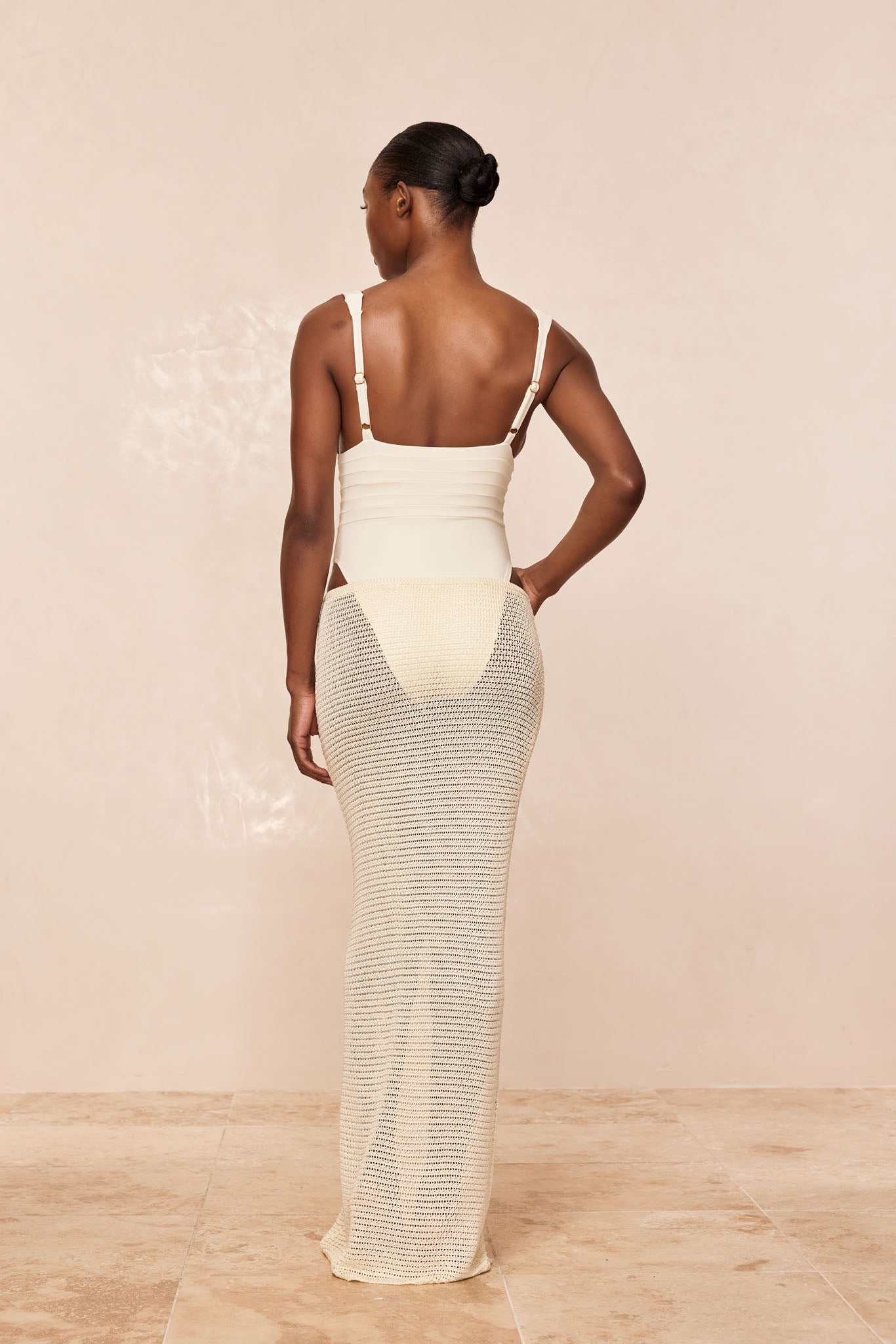 Fontelina Midi Skirt - Ivory Shiny Treble Knit - Image 4