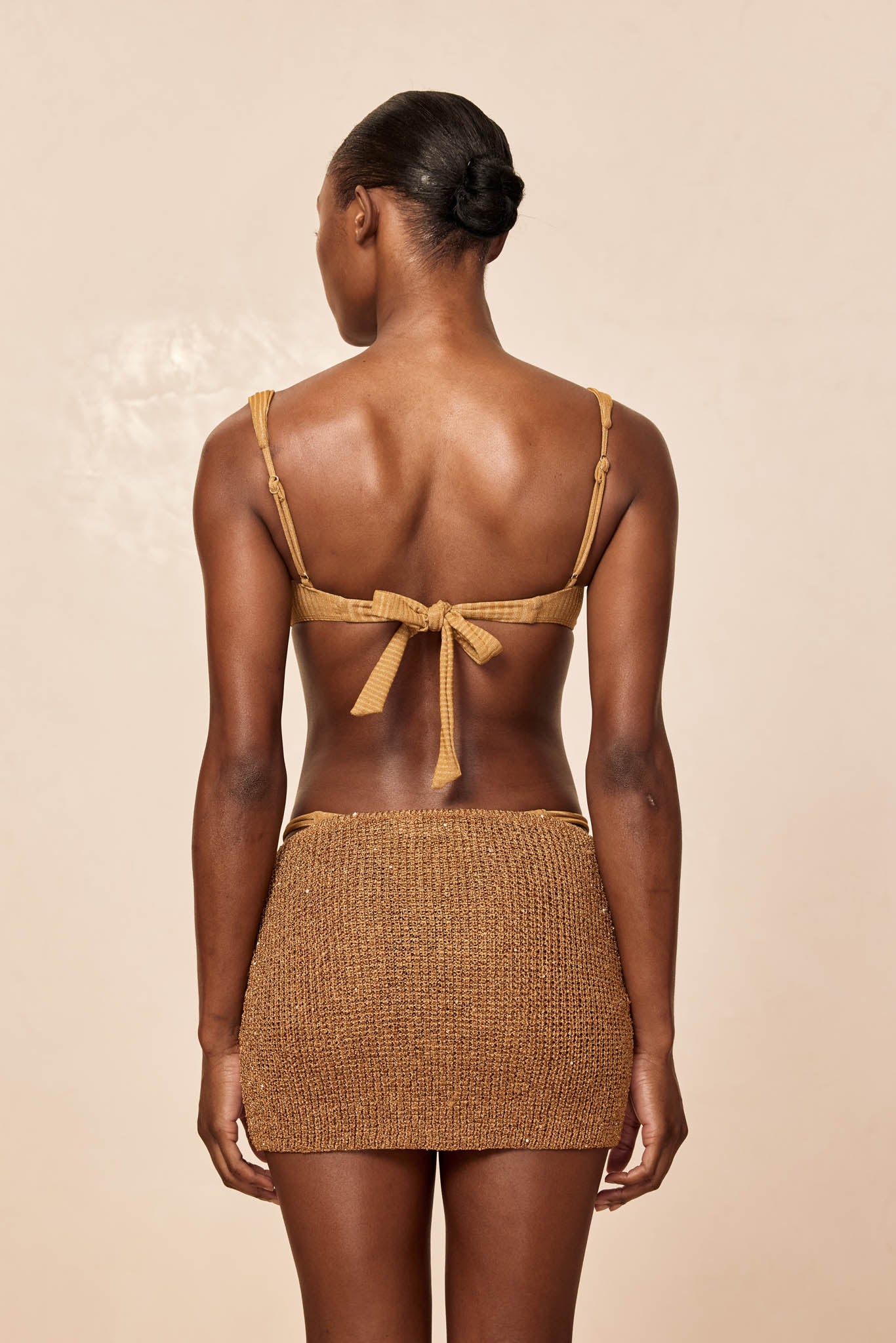 Cartagena Micro Skirt - Antique Gold Sequin Knit - Image 5