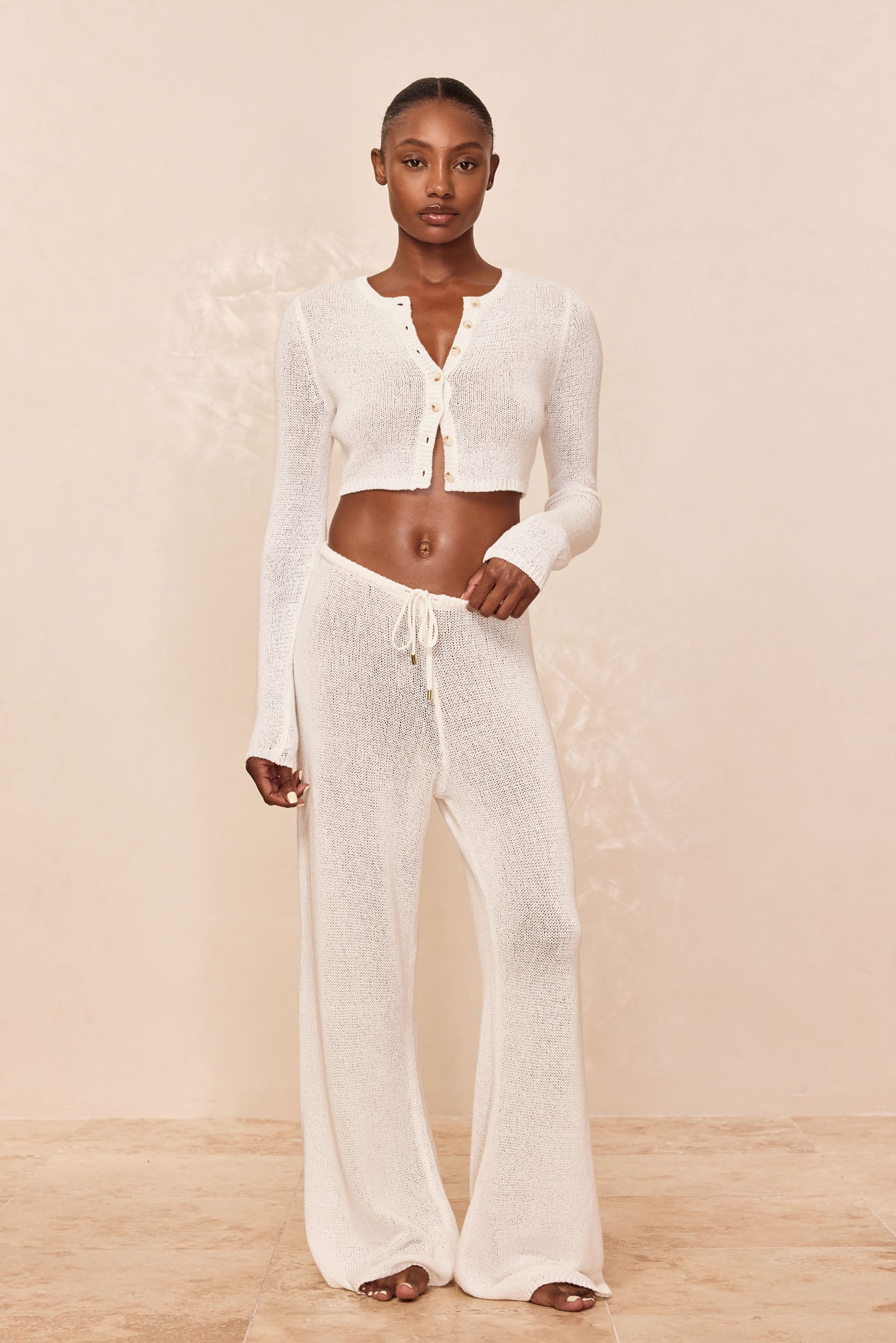 Belize Pant Open Knit - Ivory - Image 5