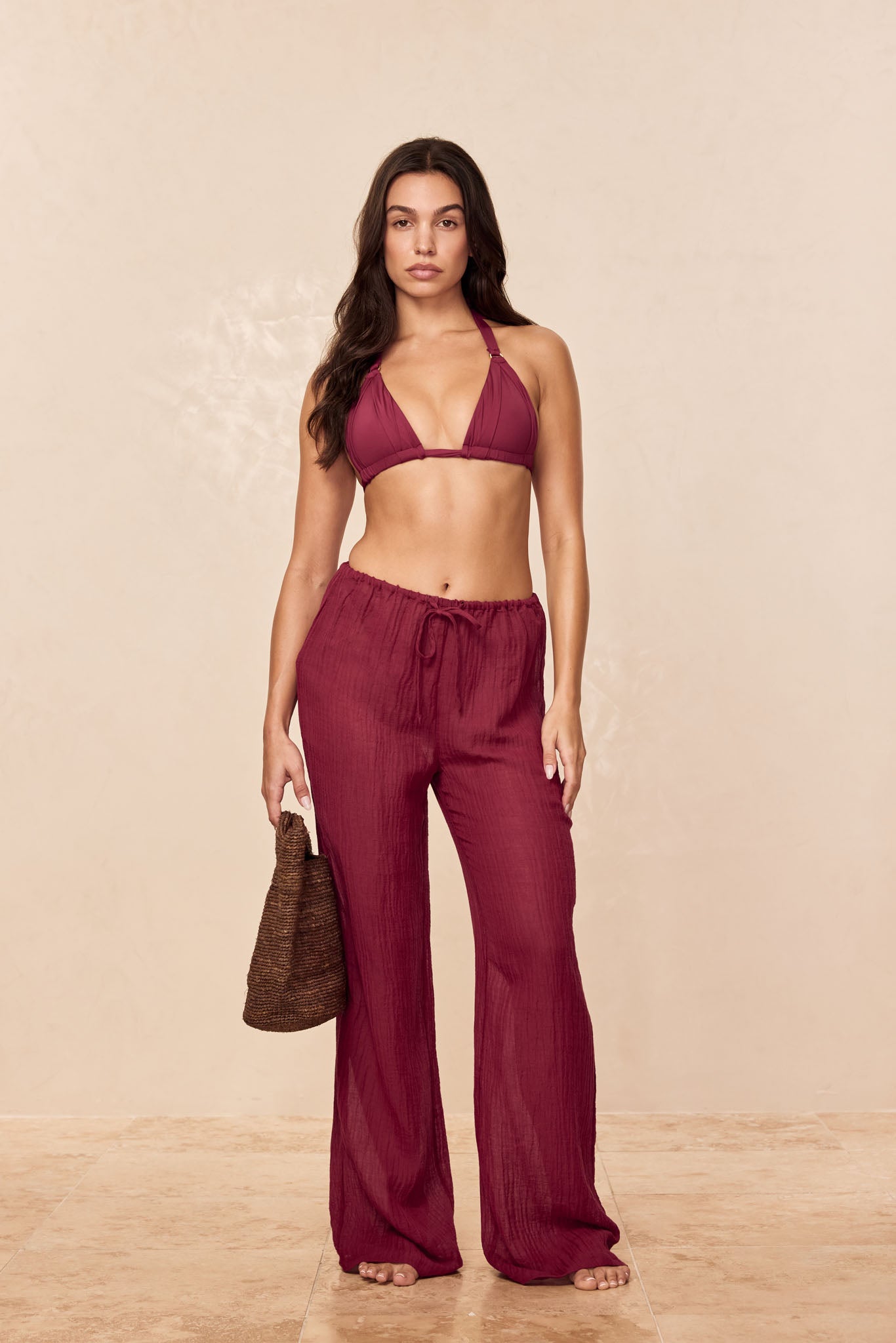 Belize Pant - Fig Crinkle Linen - Image 3