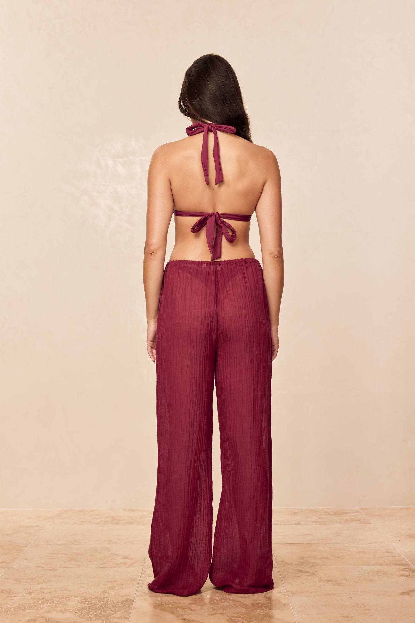 Belize Pant - Fig Crinkle Linen - Image 4