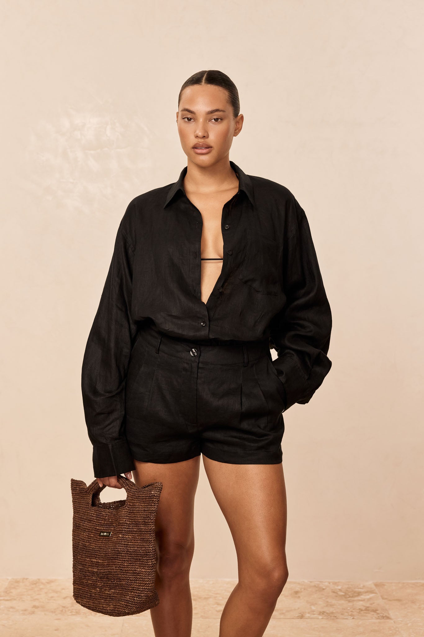 Casablanca Short - Black Linen - Image 5