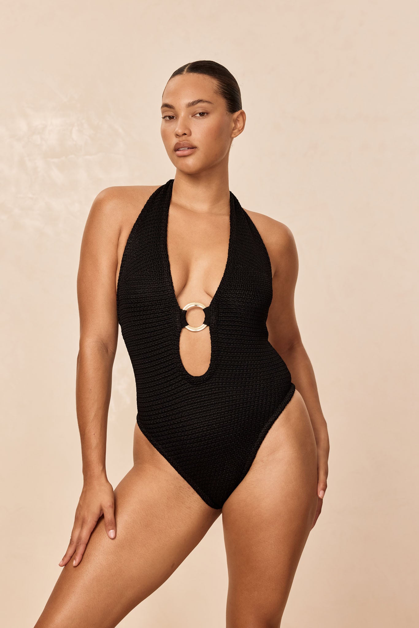 Black Shiny Treble Knit / P - Image 3