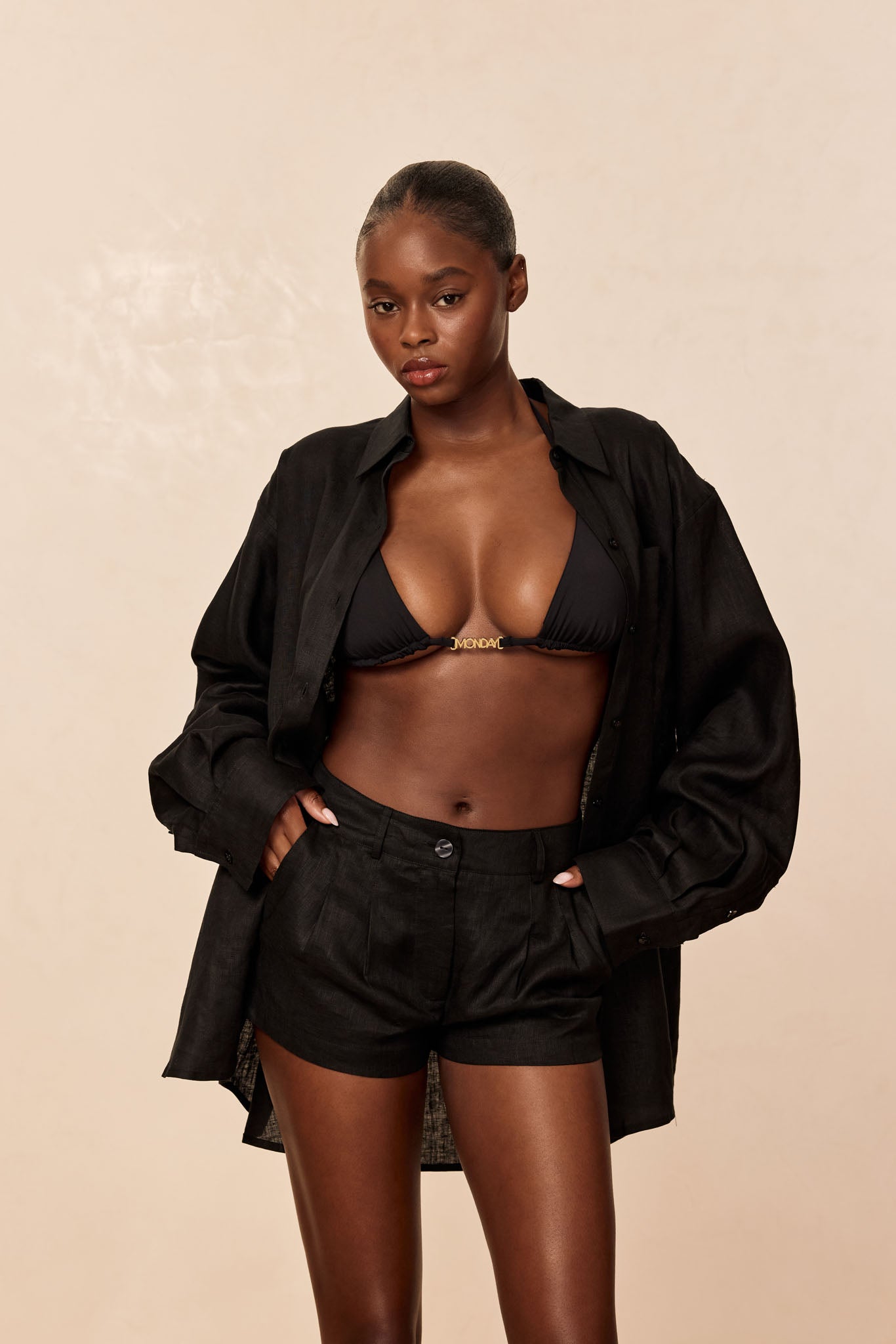 Casablanca Short - Black Linen - Image 3