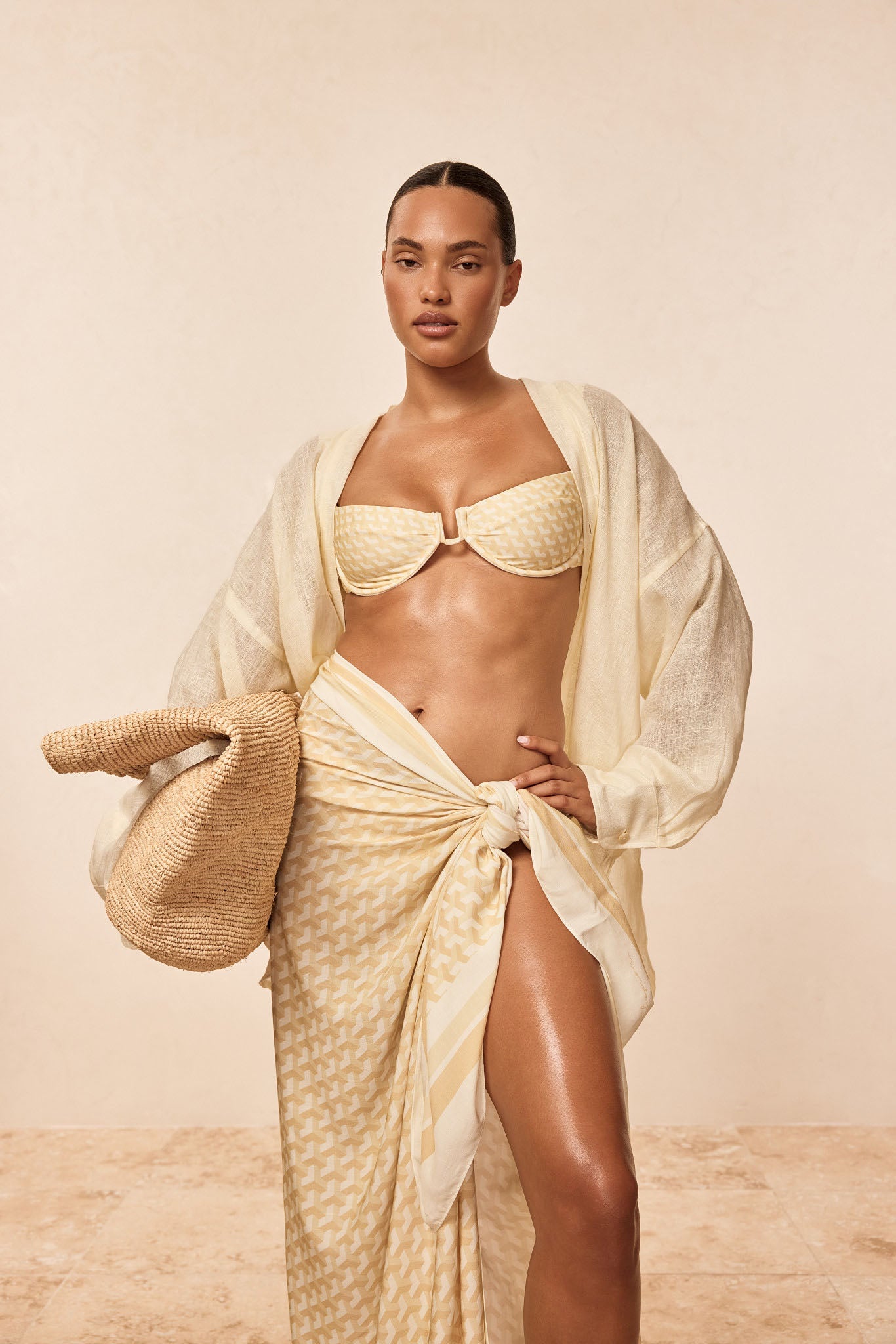 Marina Piccola Sarong - Ivory Geo - Image 3