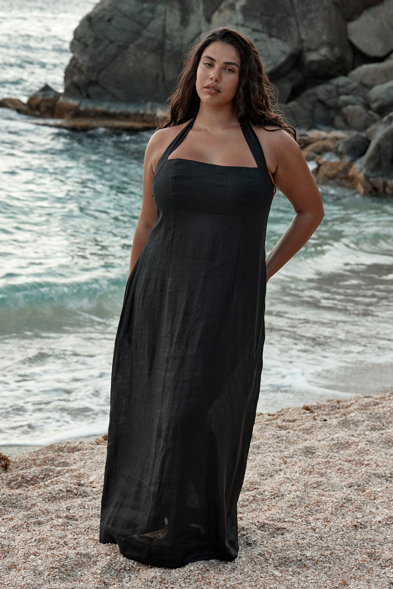 Montserrat Dress - Black Linen - Image 4