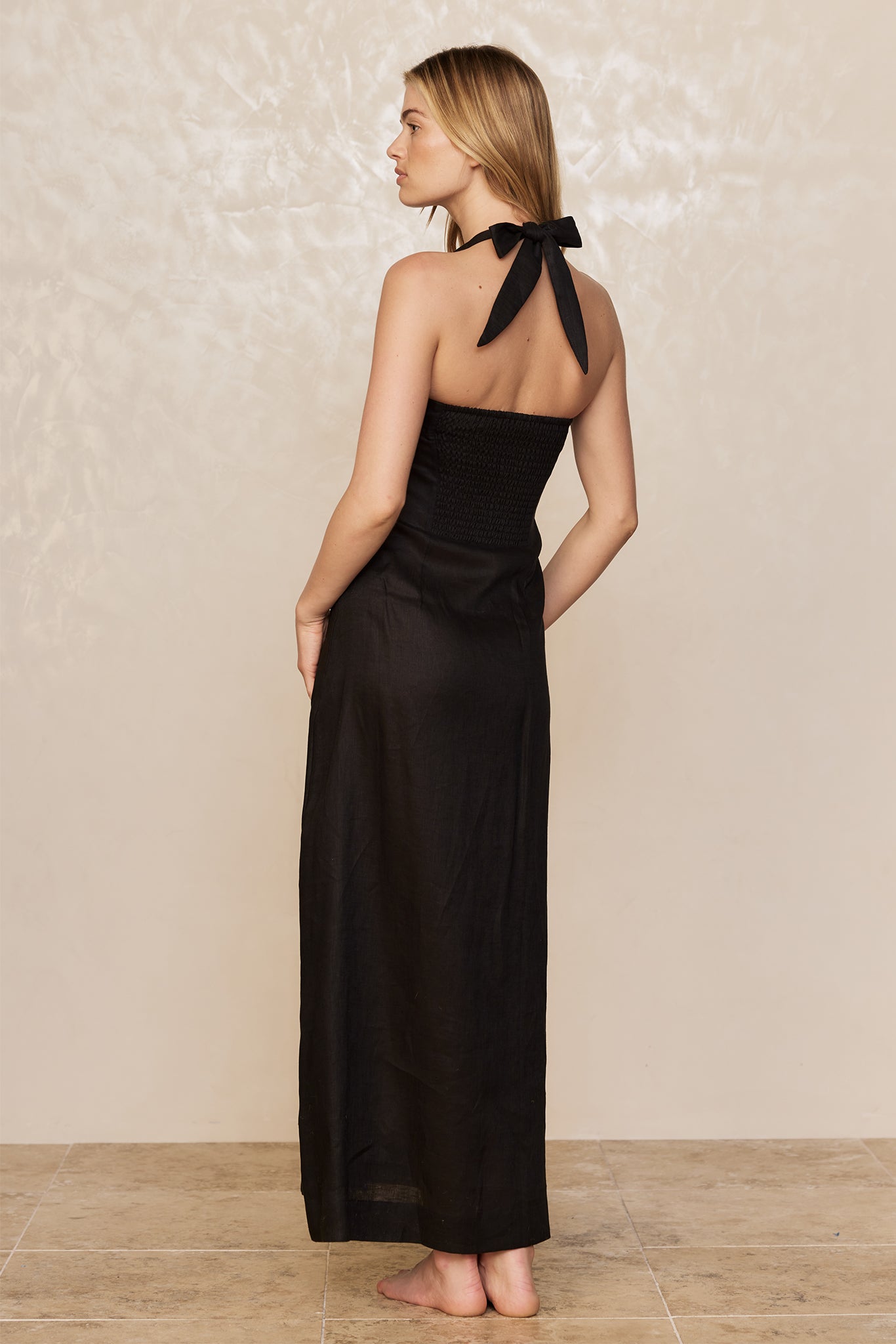 Montserrat Dress - Black Linen - Image 9