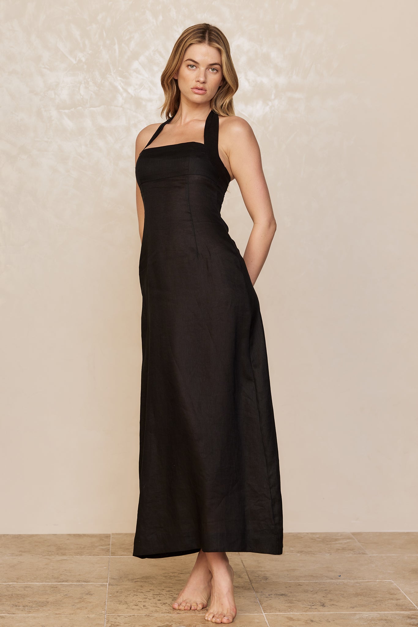 Montserrat Dress - Black Linen - Image 8