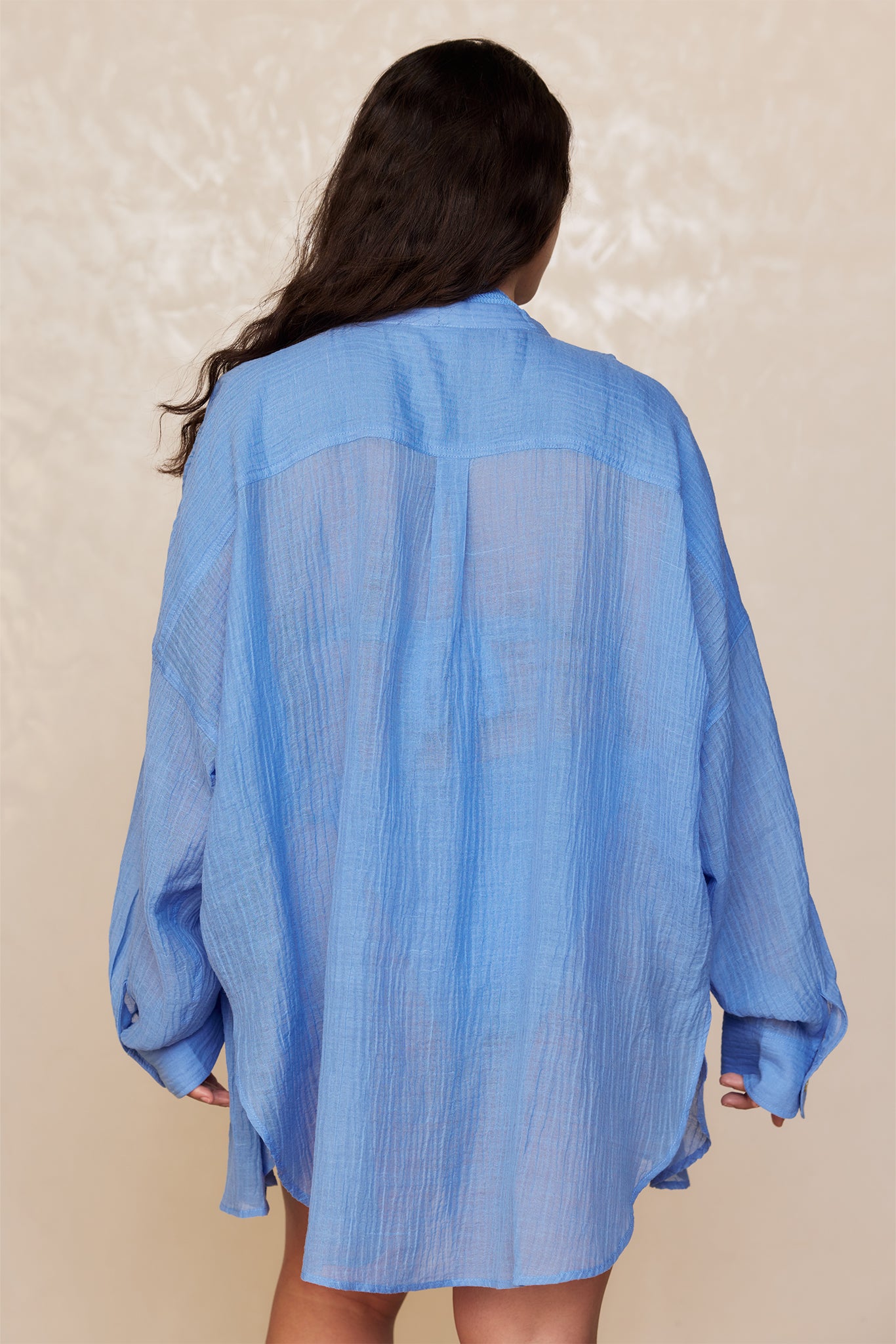 Barcelona Tunic - Azure Crinkle Linen - Image 5