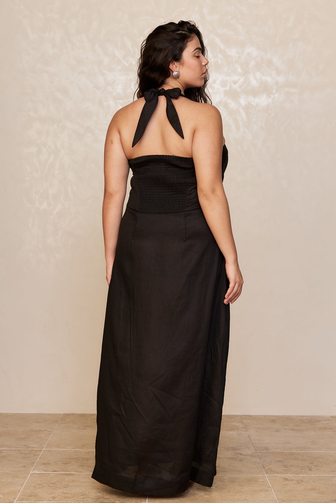 Montserrat Dress - Black Linen - Image 5