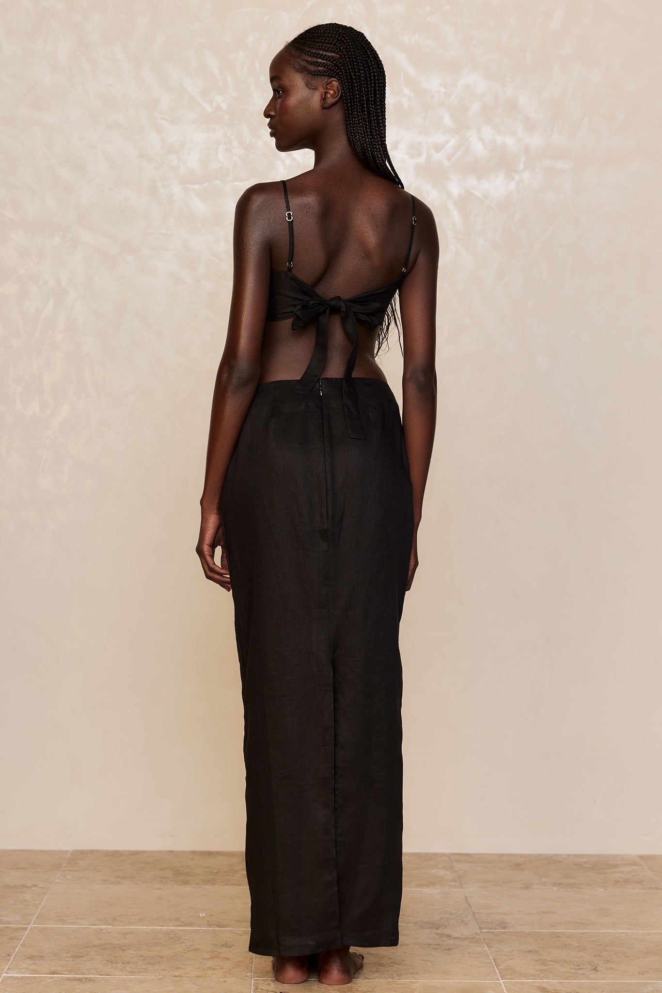 Fontelina Linen Skirt - Black Linen - Image 4