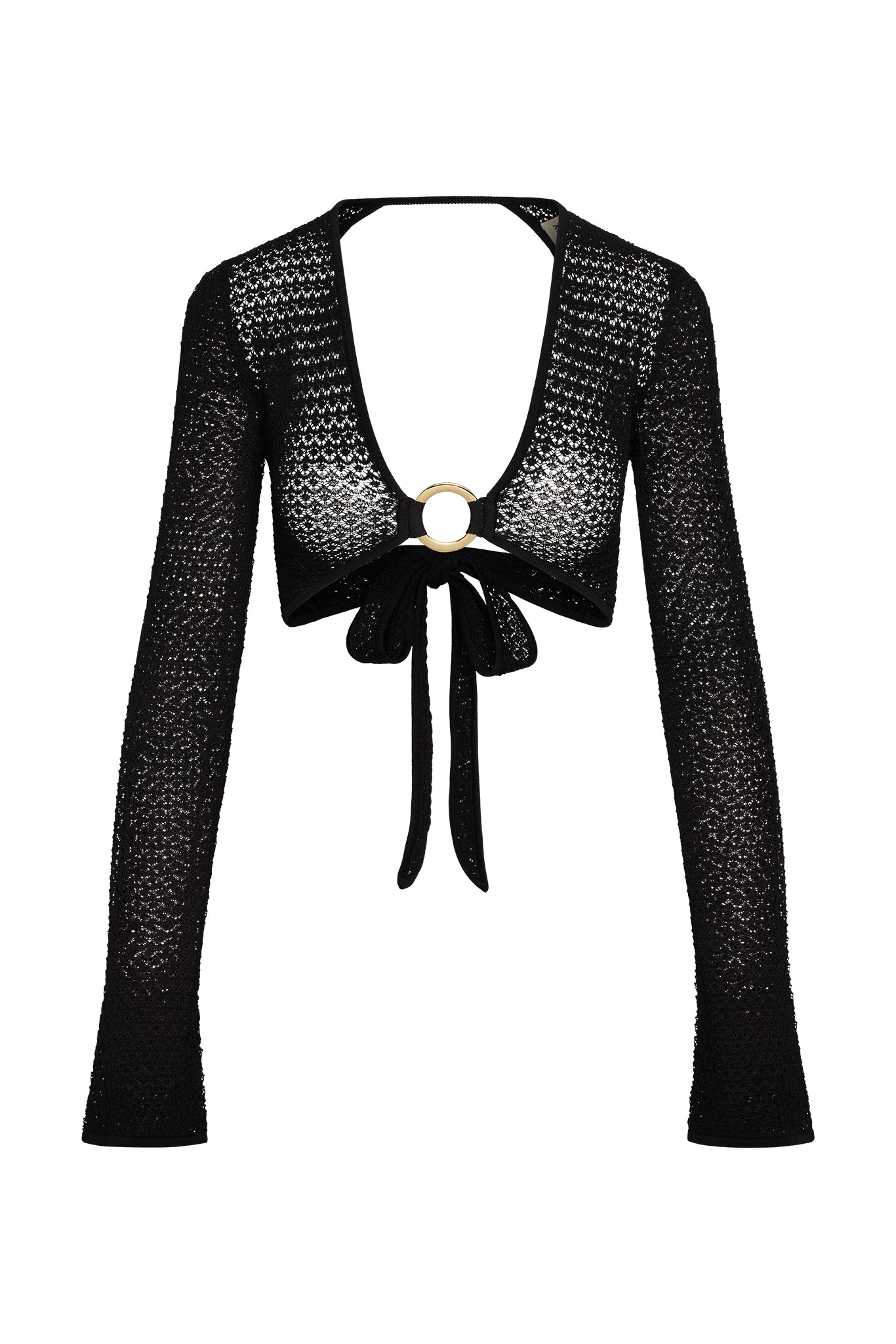 Montego Crop Top - Black Lace Crochet