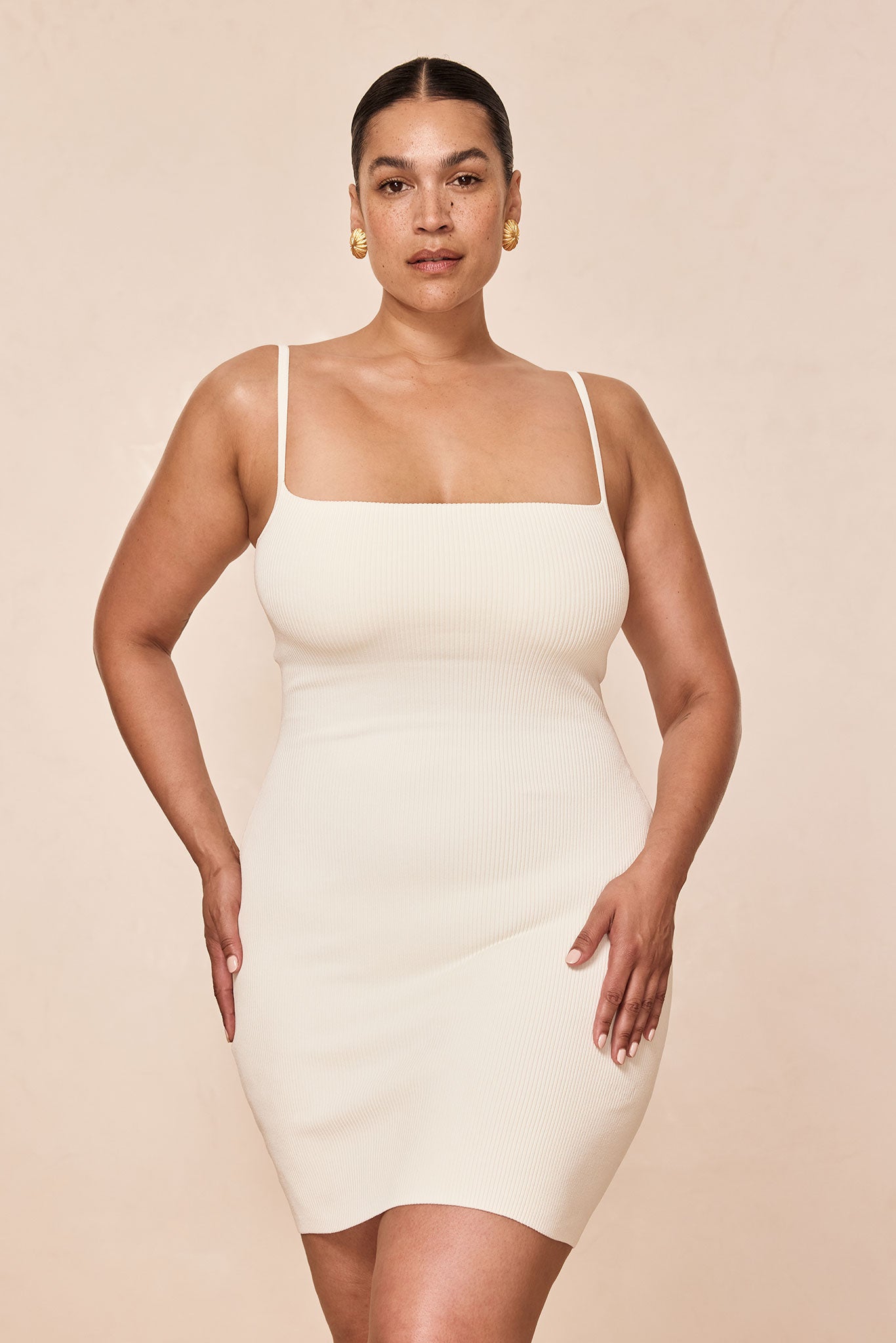 Provence Mini Dress - Ivory Knit Rib - Image 4